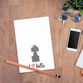 Bloco De Notas Monograma Moderno Simples Poodle Preto Na moda