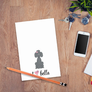 Bloco De Notas Monograma Moderno Simples Poodle Preto Na moda