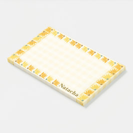 Bloco De Notas Monograma mostarda fundo floral Arte colorida