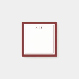 Bloco De Notas Monograma na moda Minimalista de Maroon Vermelho D