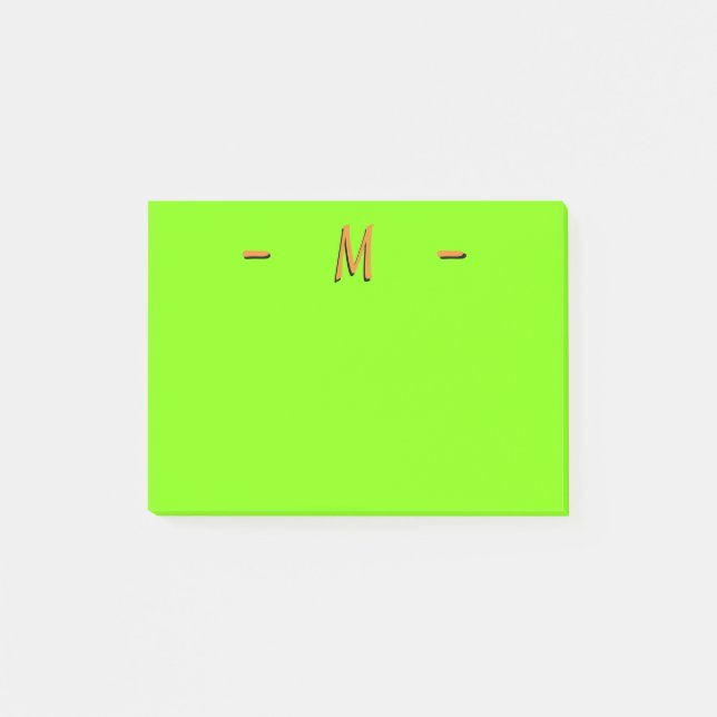Bloco De Notas Monograma Neonesque Verde e Laranja (Frente)