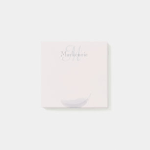 Bloco De Notas Monograma Nome personalizado Angel Feather Blush C