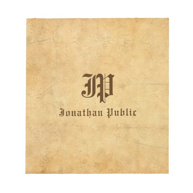 Bloco De Notas Monograma Notepads Script Nome Personalizado (Frente)