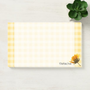 Bloco De Notas Monograma Padrão escocês escocês Girassol Amarelo