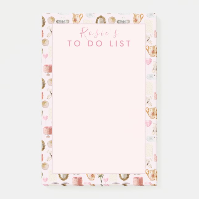 Bloco De Notas Monograma Personalizada Charmosa Fofo Feminino Ros (Frente)