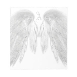 Bloco De Notas Monograma Personalizado Branco do ANGEL WINGS