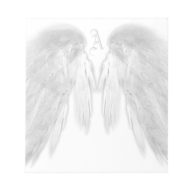 Bloco De Notas Monograma Personalizado Branco do ANGEL WINGS (Frente)