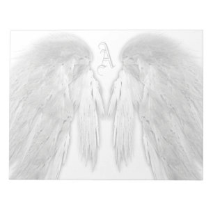 Bloco De Notas Monograma Personalizado Branco do ANGEL WINGS