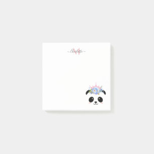 Bloco De Notas Monograma personalizado da princesa do panda bonit