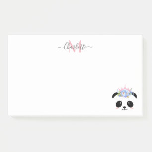 Bloco De Notas Monograma personalizado da princesa do panda bonit