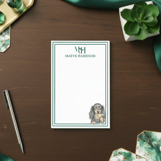 Bloco De Notas Monograma Personalizado Dachshund Martini Glass De