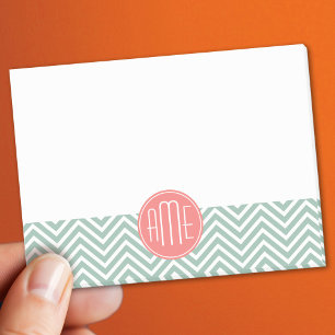 Bloco De Notas Monograma Personalizado de Chevrons de Casa e Moed