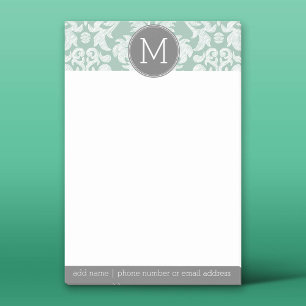 Bloco De Notas Monograma Personalizado de Cor damasco de Mint e C