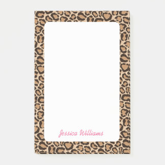 Bloco De Notas Monograma Personalizado de Impressão Leopardo