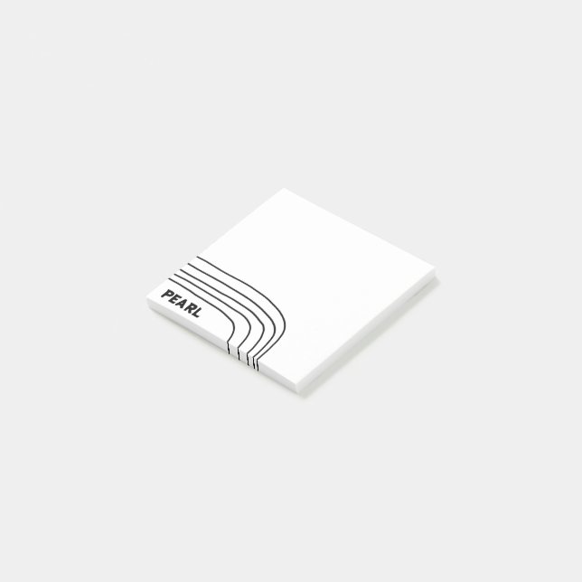 Bloco De Notas Monograma Personalizado de Linhas de Curva Feitas  (Inclinado)