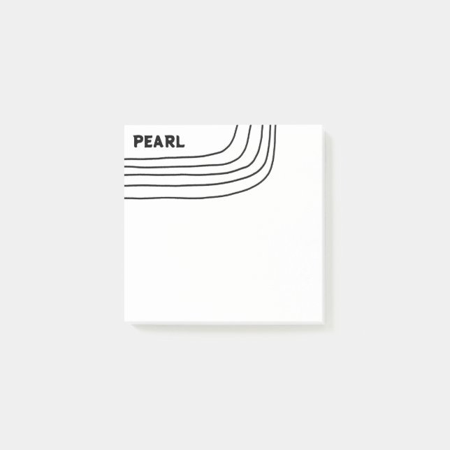 Bloco De Notas Monograma Personalizado de Linhas de Curva Feitas  (Frente)