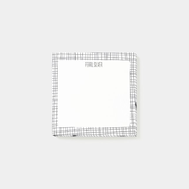 Bloco De Notas Monograma PERSONALIZADO de Linhas de Grade Manuscr (Frente)