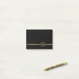 Bloco De Notas Monograma personalizado de ouro elegante a preto
