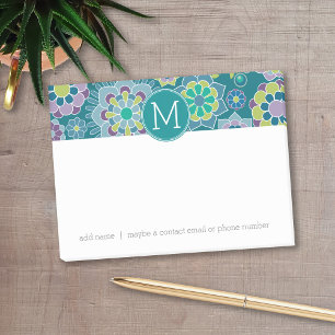 Bloco De Notas Monograma Personalizado de Padrão Floral Primavera