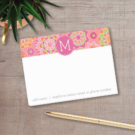 Bloco De Notas Monograma Personalizado de Padrão Floral Primavera