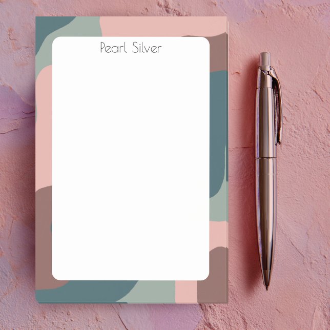 Bloco De Notas Monograma Personalizado de Quic Personalizado de C (Pink Green Curve CUSTOM Chic Monogram Personalized Post-it Notes
)