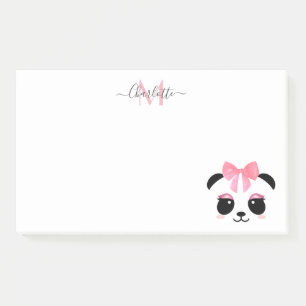 Bloco De Notas Monograma personalizado de urso panda bonito