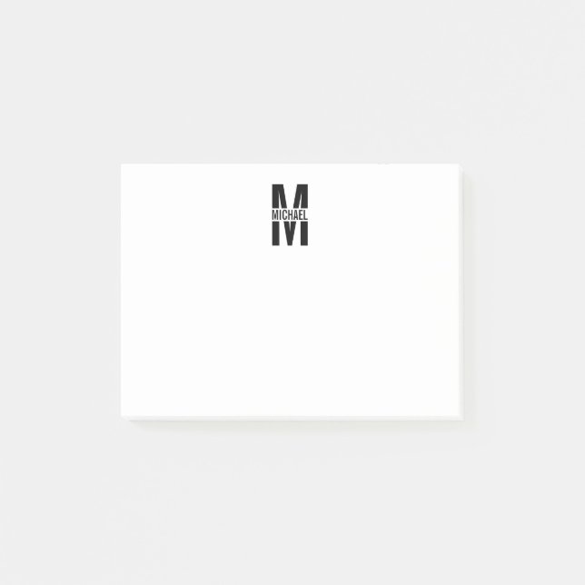Bloco De Notas Monograma Personalizado e Notas de Nome (Frente)