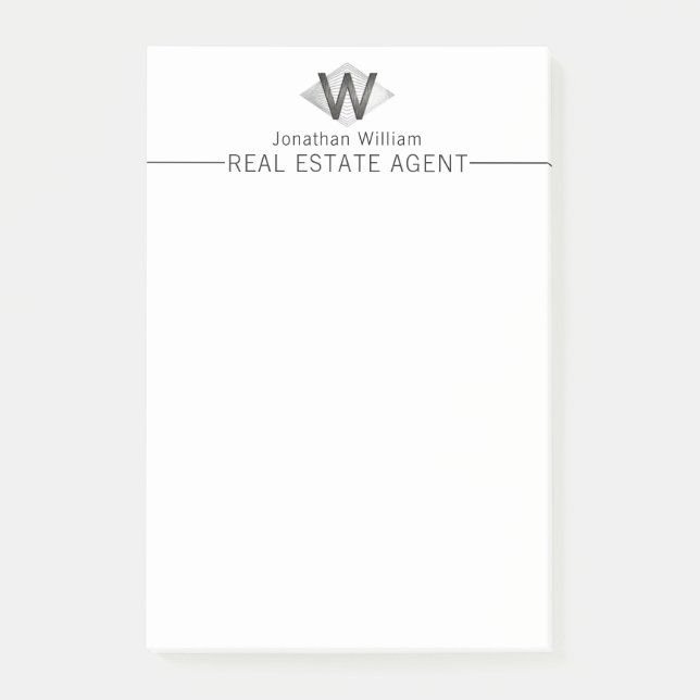 Bloco De Notas Monograma Personalizado Preto de Prata Clássica El (Frente)