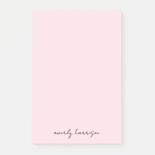 Bloco De Notas Monograma Personalizado Rosa Bege Chic Minimalista