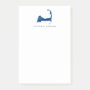 Bloco De Notas Monograma pessoal do mapa azul de Cape Cod da