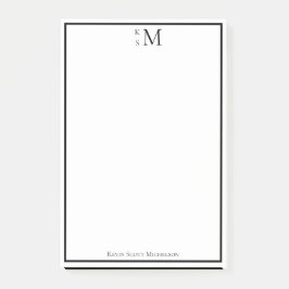 Bloco De Notas Monograma Preto Branco Profissional Elegante 