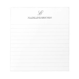 Bloco De Notas Monograma Preto e Branco Linha