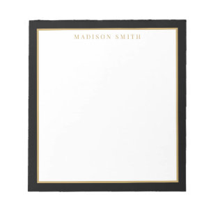 Bloco De Notas Monograma Preto e Dourado Minimalista