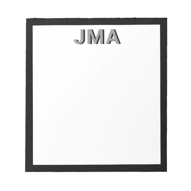 Bloco De Notas Monograma preto moderno simples (Frente)