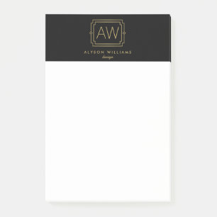 Bloco De Notas Monograma Profissional de Deco de Arte Elegante Pr