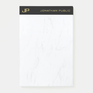 Bloco De Notas Monograma profissional, Dourado Marble Elegante