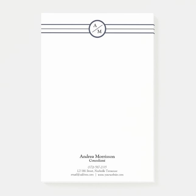 Bloco De Notas Monograma Profissional Moderno (Frente)