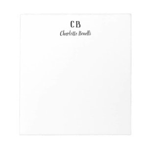 Bloco De Notas Monograma Profissional Simples Minimalista Moderno
