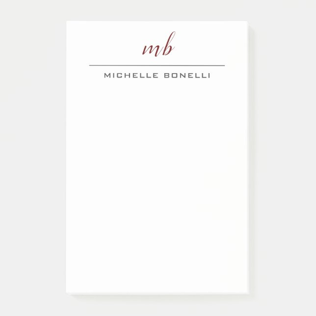 Bloco De Notas Monograma Profissional Simples Simples (Frente)