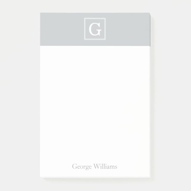 Bloco De Notas Monograma quadro cinzas personalizado (Frente)