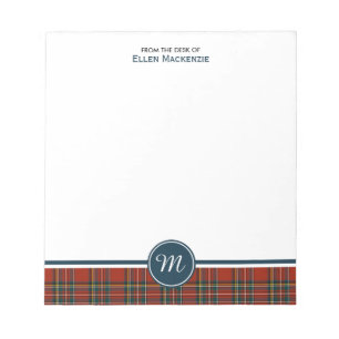 Bloco De Notas Monograma real do Tartan de Stewart
