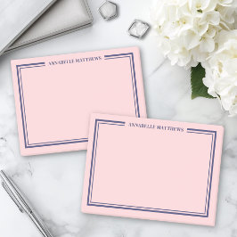Bloco De Notas Monograma Rosa Azul Marinho