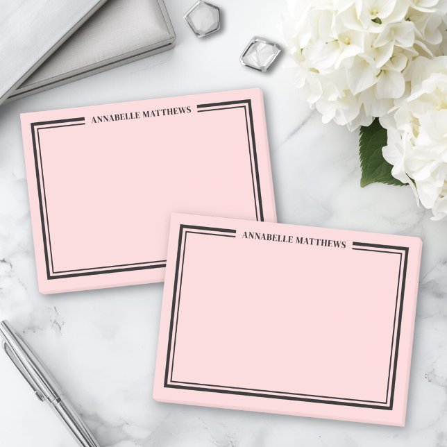 Bloco De Notas Monograma Rosa Corado (Blush Pink Monogram Post-it Notes )