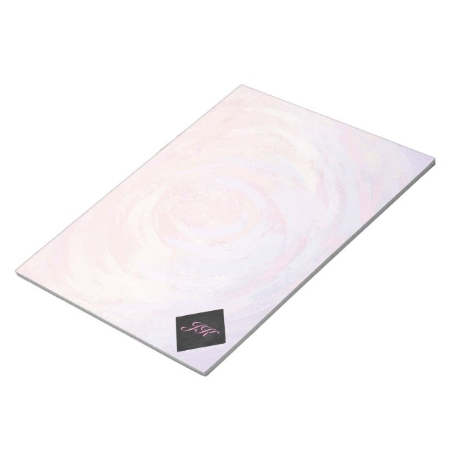 Bloco De Notas Monograma rosa e preto (Inclinado)