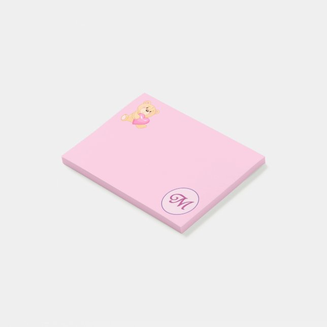 Bloco De Notas Monograma Rosa M (Inclinado)