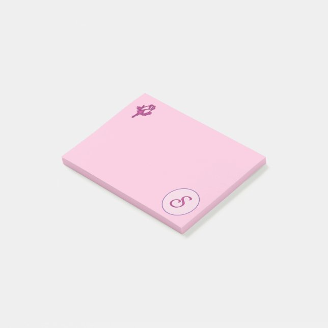 Bloco De Notas Monograma Rosa Rosa Rosa S (Inclinado)