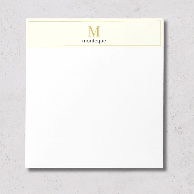 Bloco De Notas Monograma Serif Luxo Creme Personalizado (Criador carregado)