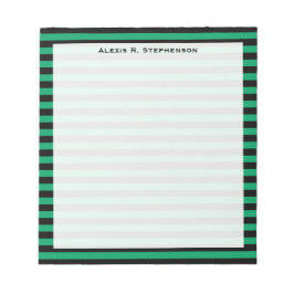 Bloco De Notas Monograma Shamrock Verde e Black Stripe