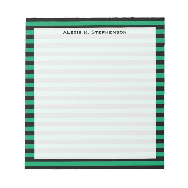 Bloco De Notas Monograma Shamrock Verde e Black Stripe (Frente)