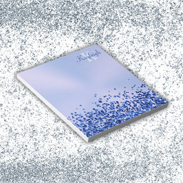 Bloco De Notas Monograma Simples Azul Brutado de Metal e Largura 